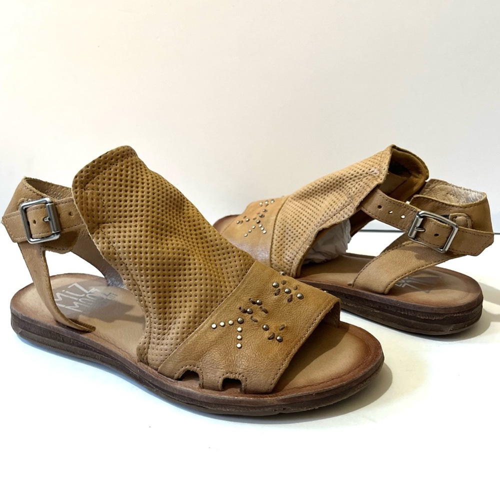 MIZ MOOZ FIFI Studs Detail Leather Flat Sandals Shoe in Wheat 38/7.5